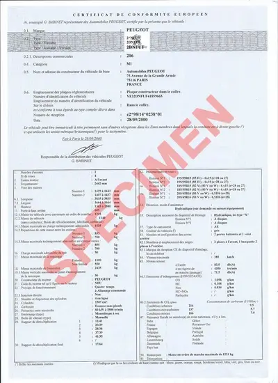 certificat de conformité coc