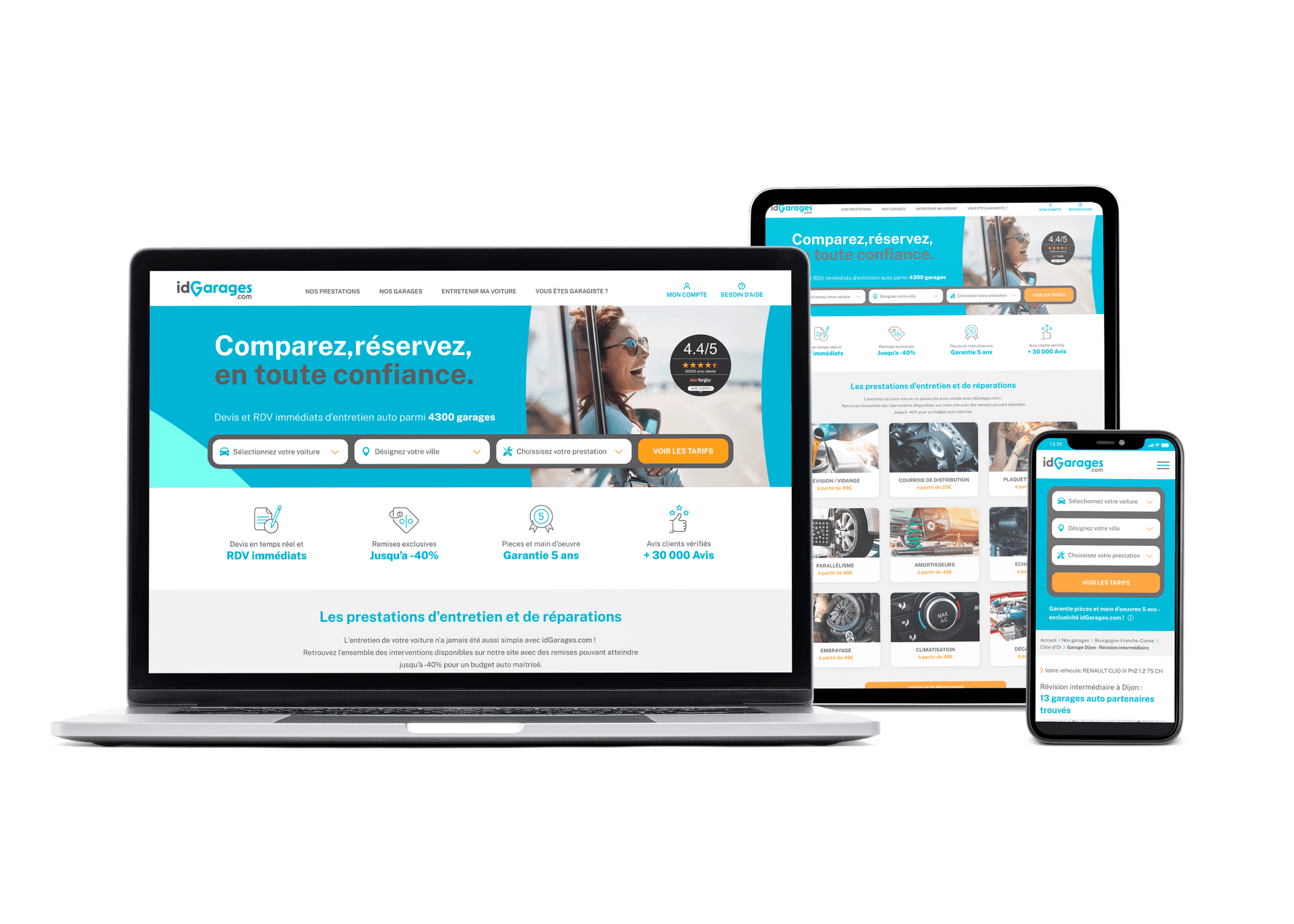 site idgarages.com sur mobile, PC et tablette